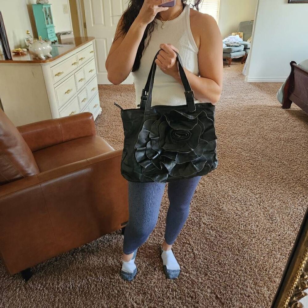 Candice black floral purse 3D shoulder bag